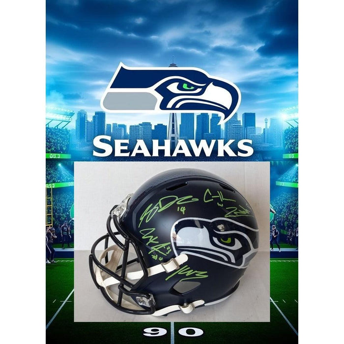 Seattle Seahawks Speed Replica full size helmet with Sam Darnold Jaxon -Smith Njigba, Kenneth Walker, Zach Charbonnet, Cooper Kupp