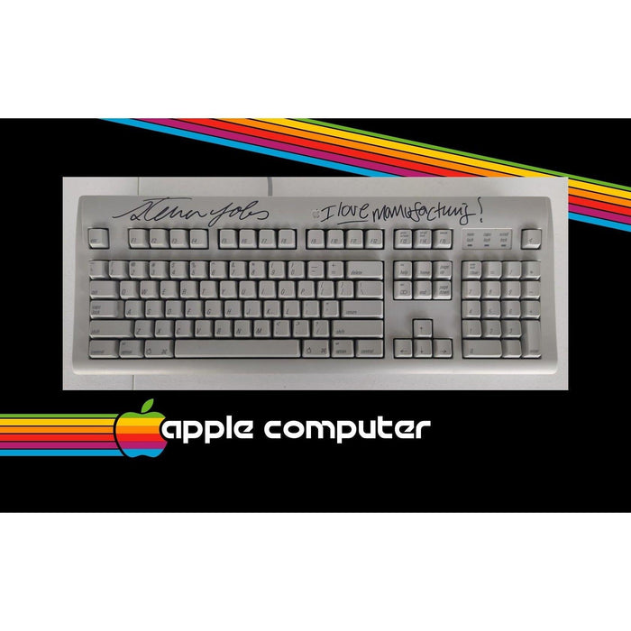 Steve Jobs "I love manufacturing" signed with inscription vintage Apple Keyboard signed with proof