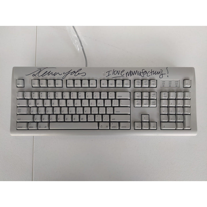 Steve Jobs "I love manufacturing" signed with inscription vintage Apple Keyboard signed with proof Awesome Artifacts