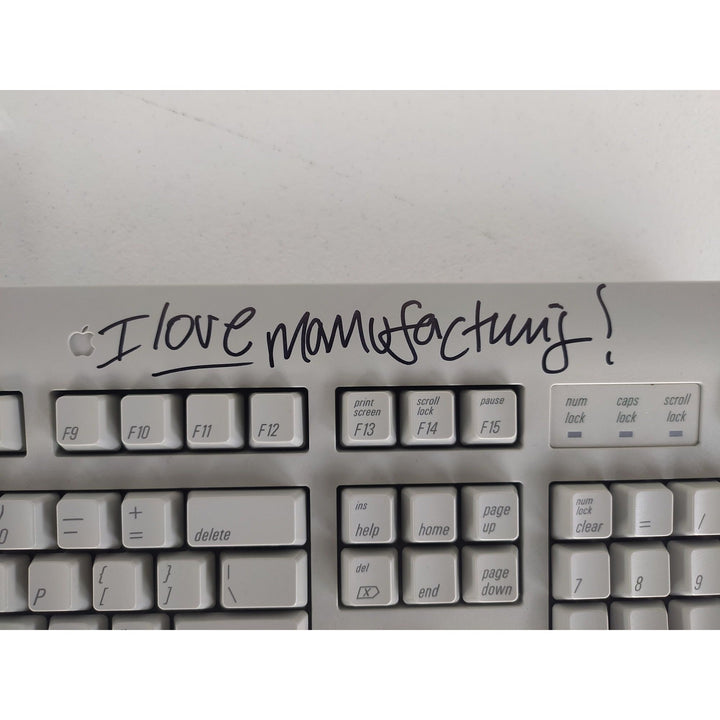 Steve Jobs "I love manufacturing" signed with inscription vintage Apple Keyboard signed with proof Awesome Artifacts