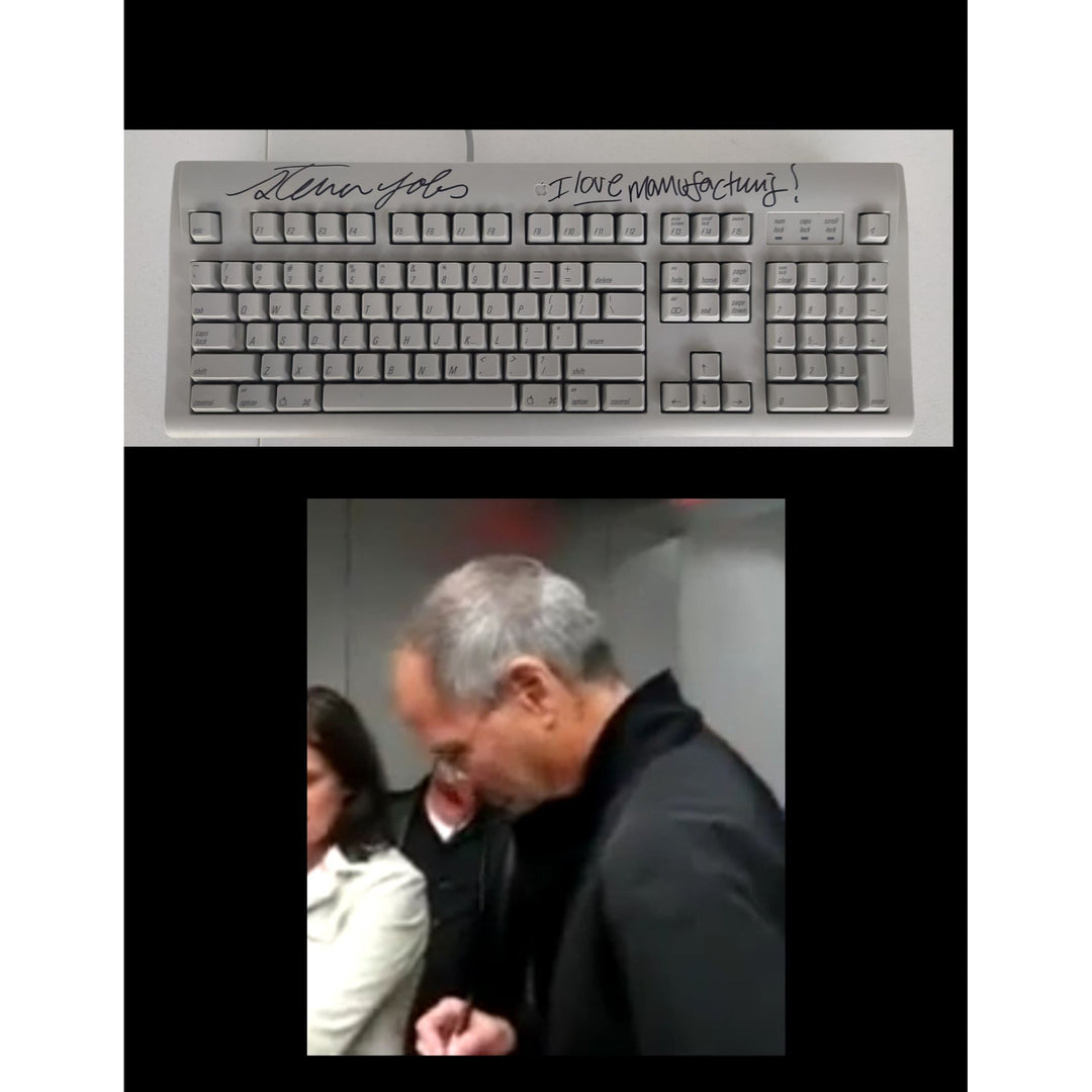 Steve Jobs "I love manufacturing" signed with inscription vintage Apple Keyboard signed with proof Awesome Artifacts