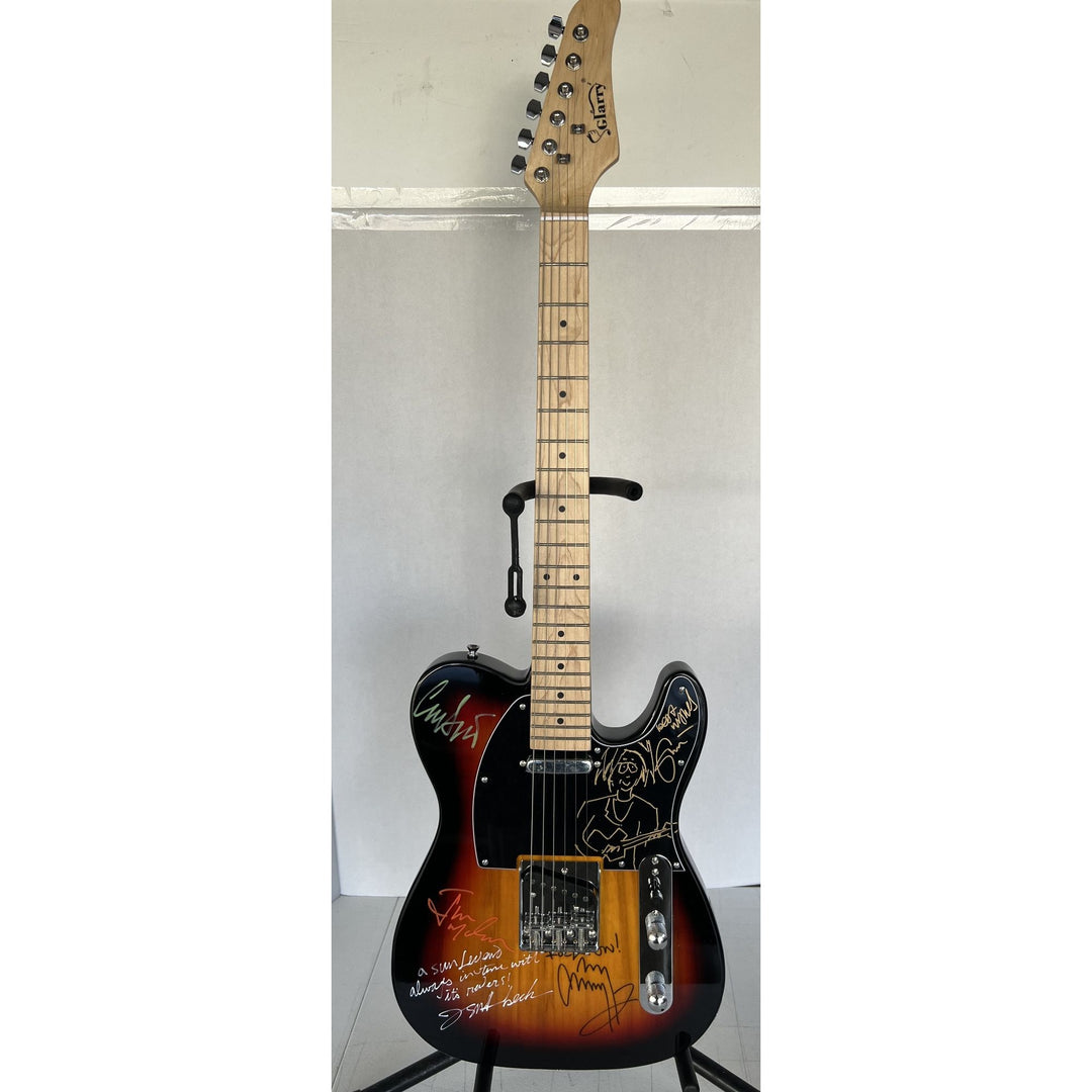 The Yardbirds Eric Clapton signed with sketch, Jimmy Page, Jeff Beck, Jim McCarthy and Chris Dreja electric guitar signed with proof