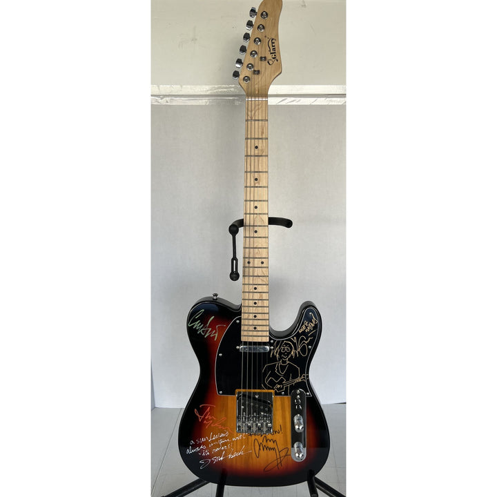 The Yardbirds Eric Clapton signed with sketch, Jimmy Page, Jeff Beck, Jim McCarthy and Chris Dreja electric guitar signed with proof