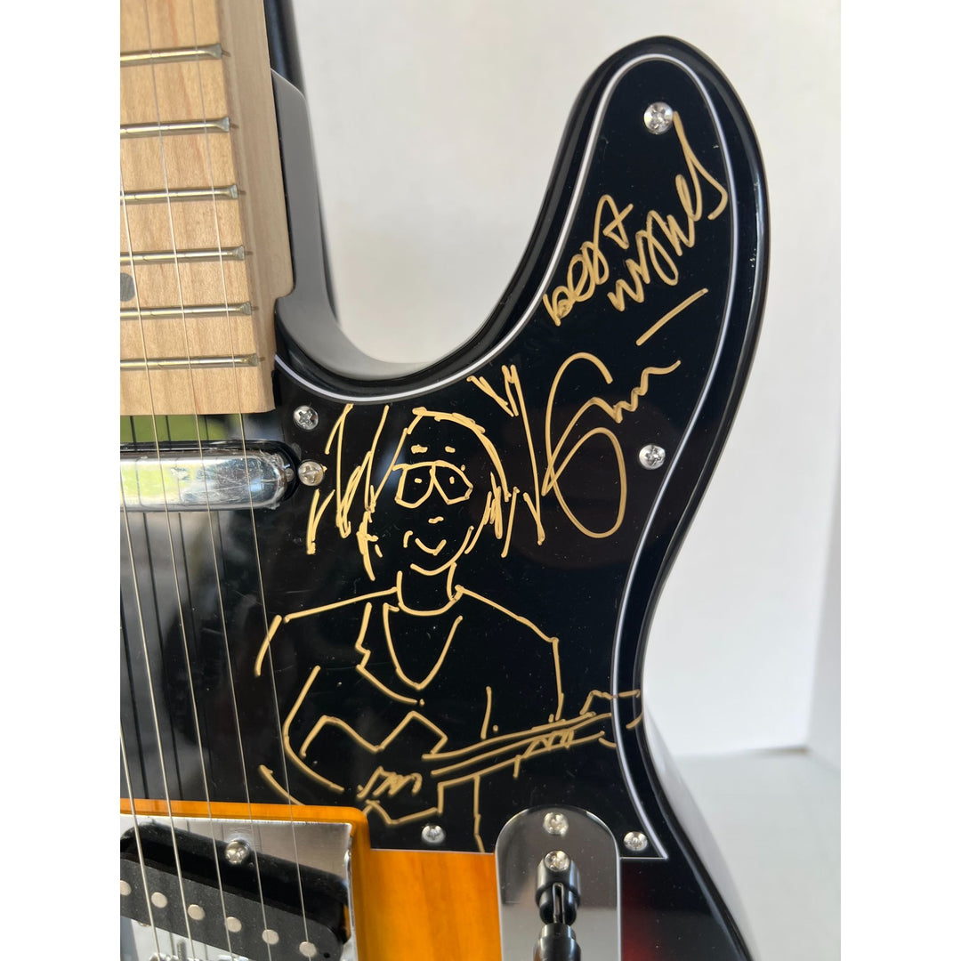 The Yardbirds Eric Clapton signed with sketch, Jimmy Page, Jeff Beck, Jim McCarthy and Chris Dreja electric guitar signed with proof