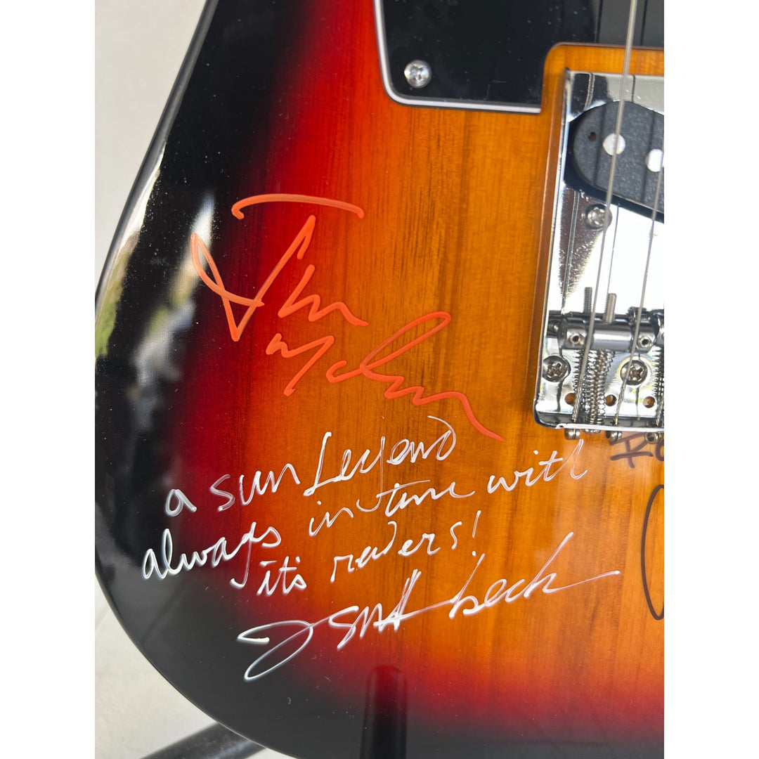 The Yardbirds Eric Clapton signed with sketch, Jimmy Page, Jeff Beck, Jim McCarthy and Chris Dreja electric guitar signed with proof