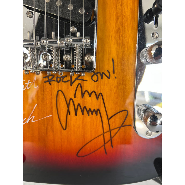 The Yardbirds Eric Clapton signed with sketch, Jimmy Page, Jeff Beck, Jim McCarthy and Chris Dreja electric guitar signed with proof