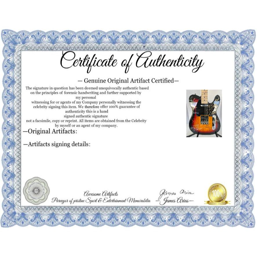 The Yardbirds Eric Clapton signed with sketch, Jimmy Page, Jeff Beck, Jim McCarthy and Chris Dreja electric guitar signed with proof