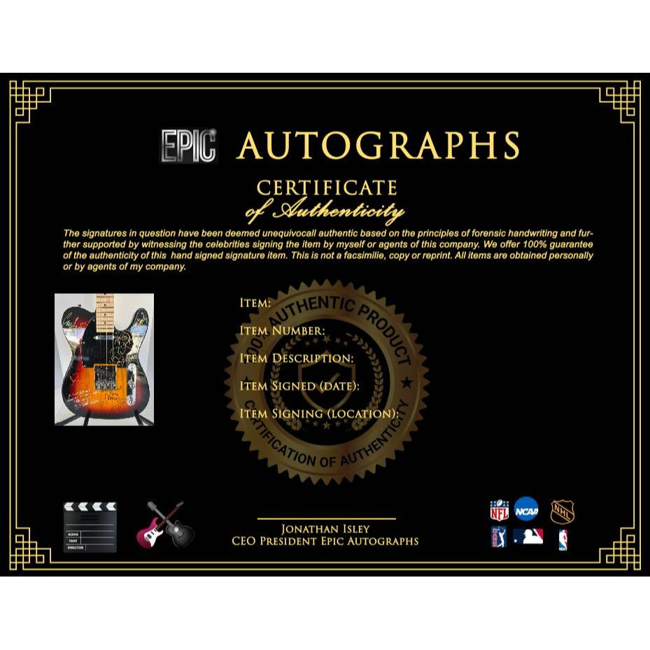 The Yardbirds Eric Clapton signed with sketch, Jimmy Page, Jeff Beck, Jim McCarthy and Chris Dreja electric guitar signed with proof