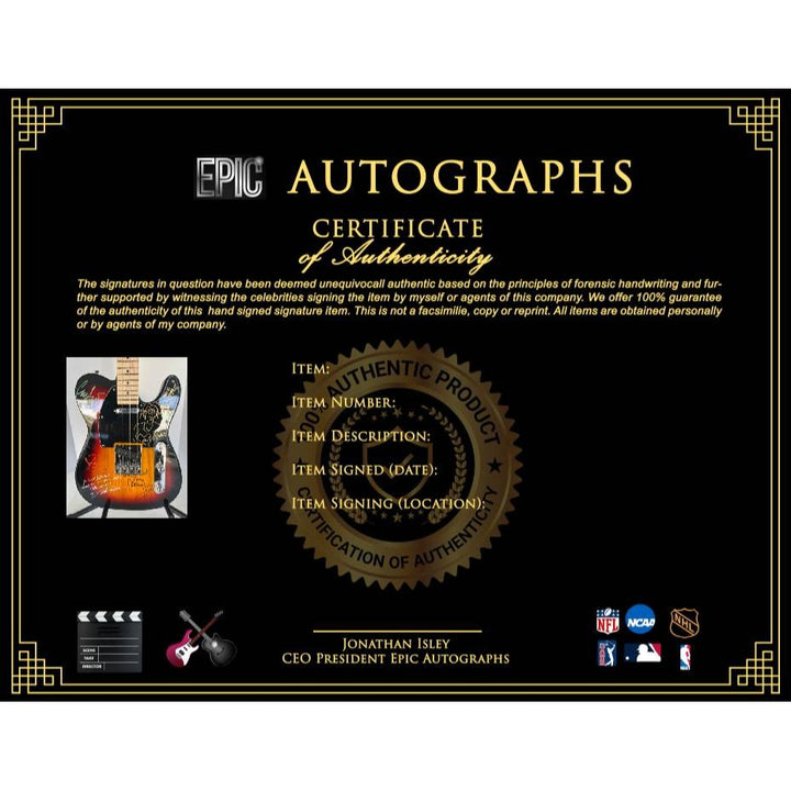 The Yardbirds Eric Clapton signed with sketch, Jimmy Page, Jeff Beck, Jim McCarthy and Chris Dreja electric guitar signed with proof