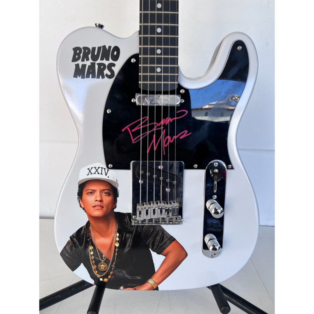Bruno Mars "One of a Kind" telecaster full size electric guitar signed with proof.