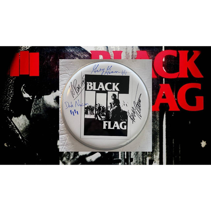 Henry Rollins and Black Flag 14-in one-of-a-kind drumhead signed with proof Awesome Artifacts