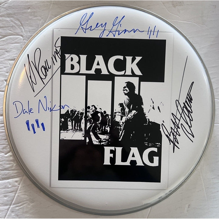 Henry Rollins and Black Flag 14-in one-of-a-kind drumhead signed with proof Awesome Artifacts
