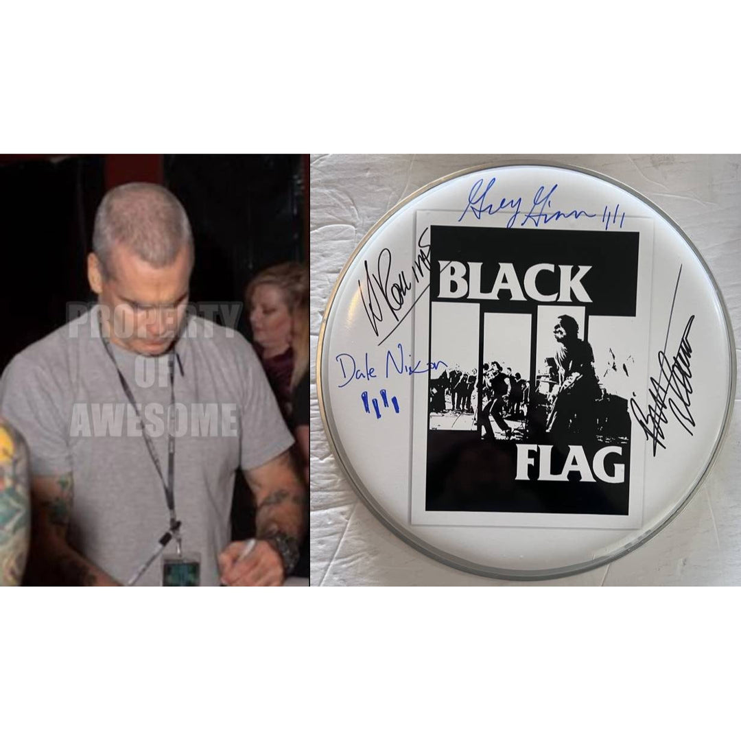Henry Rollins and Black Flag 14-in one-of-a-kind drumhead signed with proof Awesome Artifacts