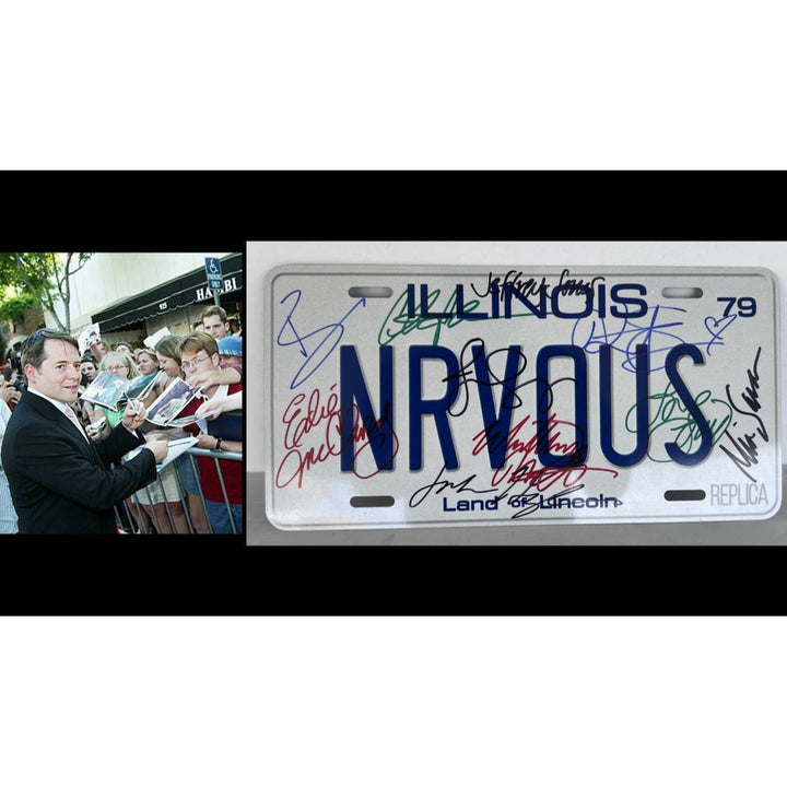Ferris Bueller's Day Off original licence plate signed Matthew Broderick John Hughes Jennifer Grey Charlie Sheen Ben Stein.