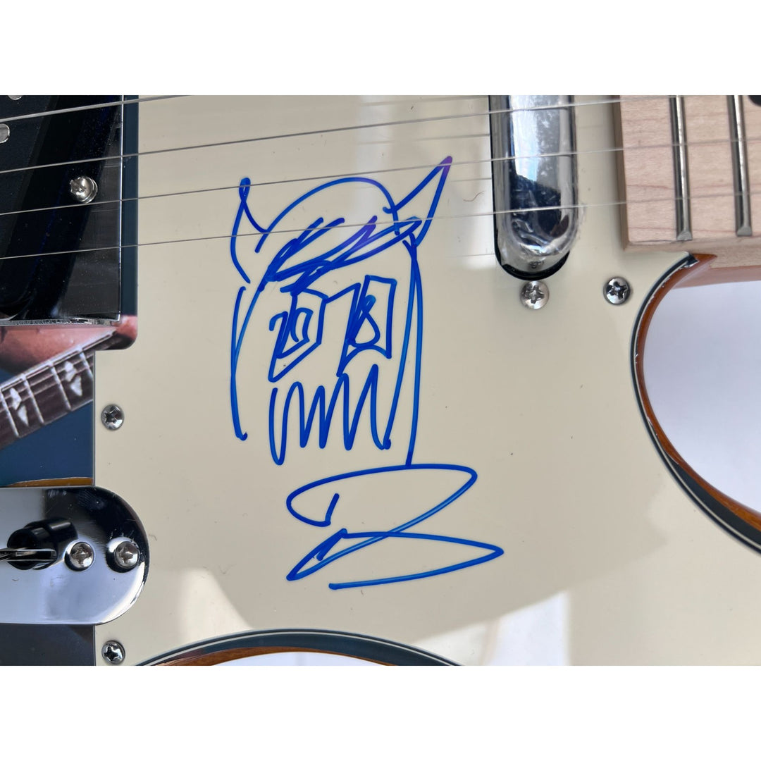 David Grohl Foo Fighters Nirvana with hand made sketch  one of a kind full size electric guitar signed with proof.