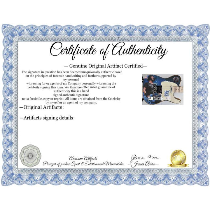 David Grohl Foo Fighters Nirvana with hand made sketch  one of a kind full size electric guitar signed with proof.