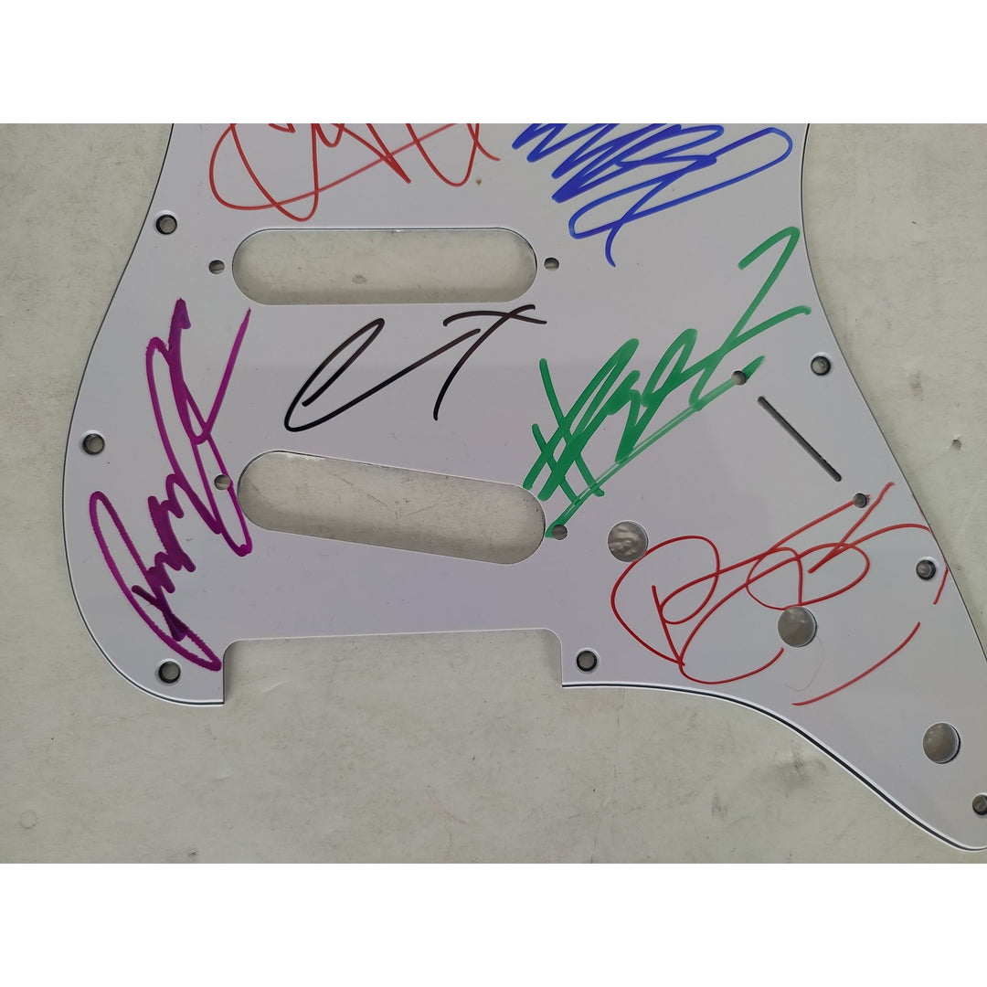 Linkin Park Chester Bennington complete band Stratocaster electric guitar pickguard signed with proof