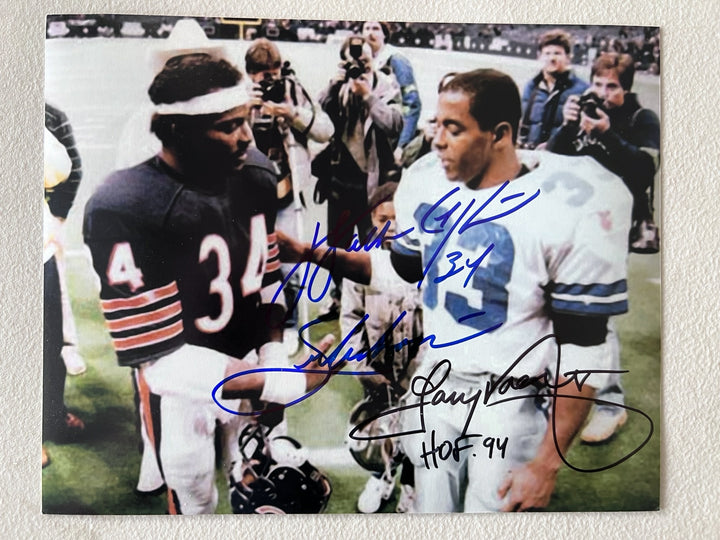 Walter Payton and Tony Dorsett 8x10 photo signed