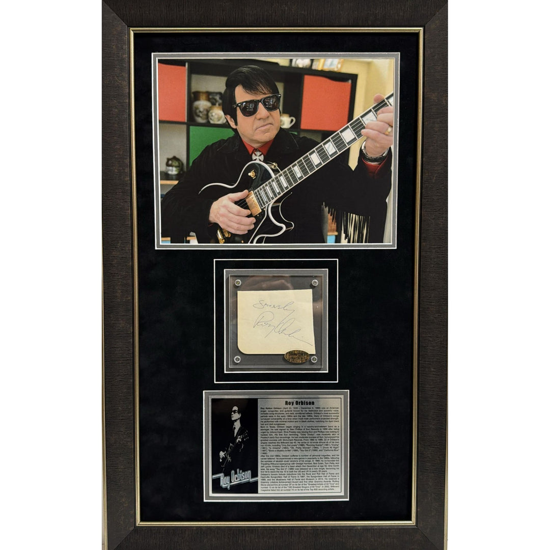 Roy Orbison vintage autograph book page signed with proof and museum quality frame 