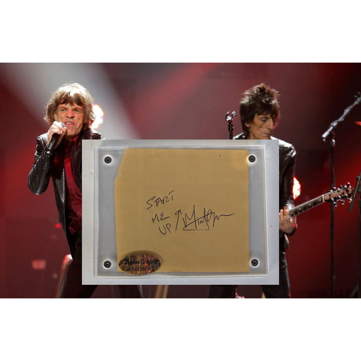 Mick Jagger lead singer Rolling Stones "Start Me Up inscription" Vintage autograph book page signed with proof
