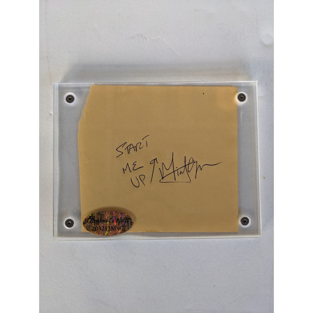 Mick Jagger lead singer Rolling Stones "Start Me Up inscription" Vintage autograph book page signed with proof