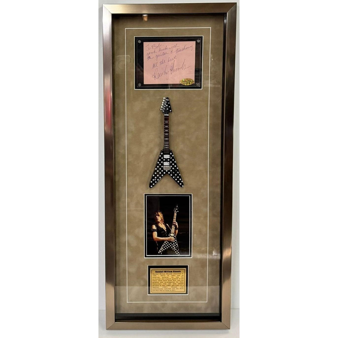 Randy Rhoads Quiet Riot hand inscribed and signed with proof & Museum quality frame Awesome Artifacts