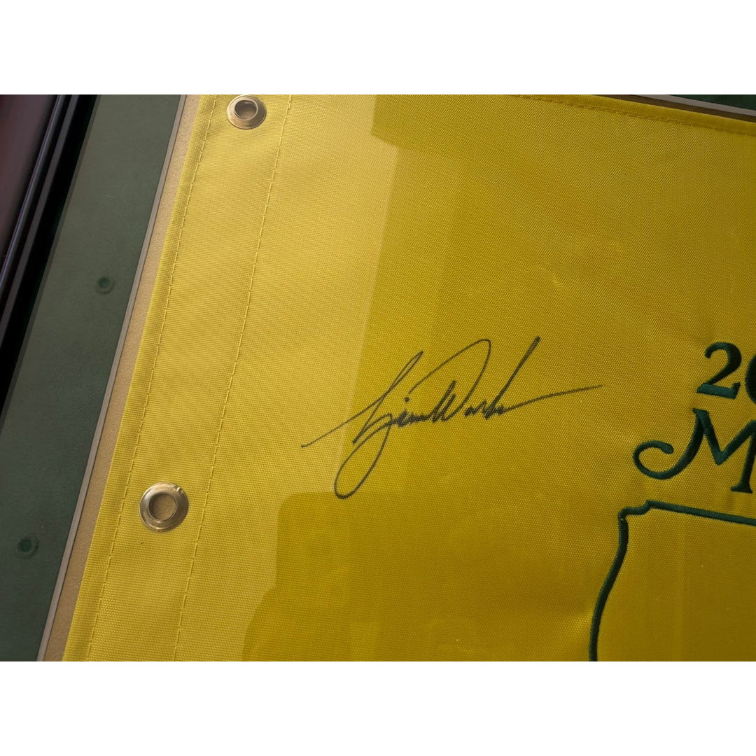 Tiger Woods 2001 Masters flag signed and framed with proof.