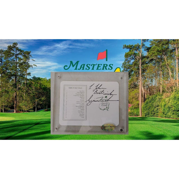 Tiger Woods Augusta National Masters Scorecard signed to "John" with proof and acrylic protective case