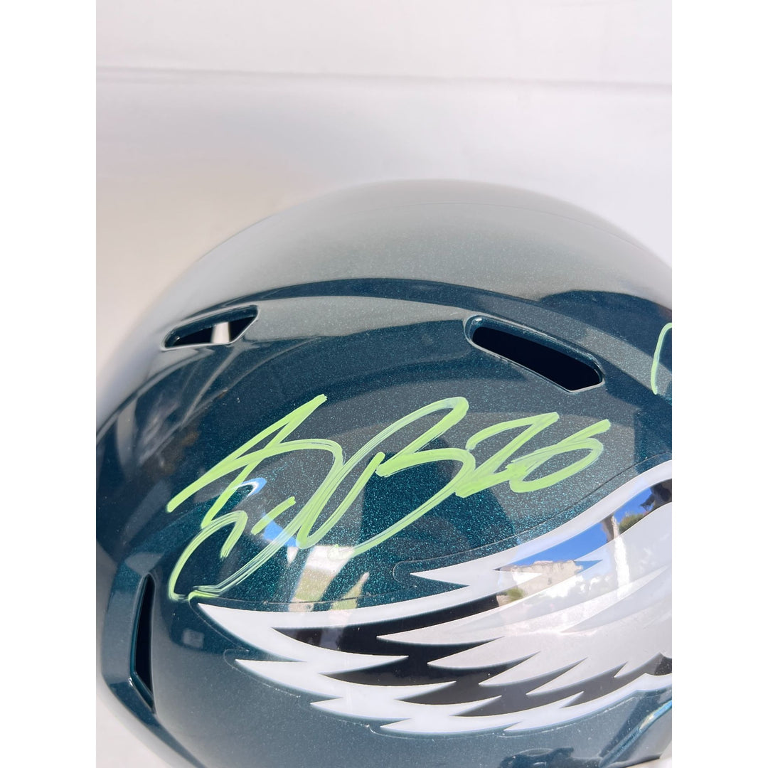 Saquon Barkley, Jalen Hurts Philadelphia Eagles Speed Riddell replica game model helmet signed with proof