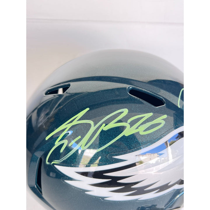 Saquon Barkley, Jalen Hurts Philadelphia Eagles Speed Riddell replica game model helmet signed with proof