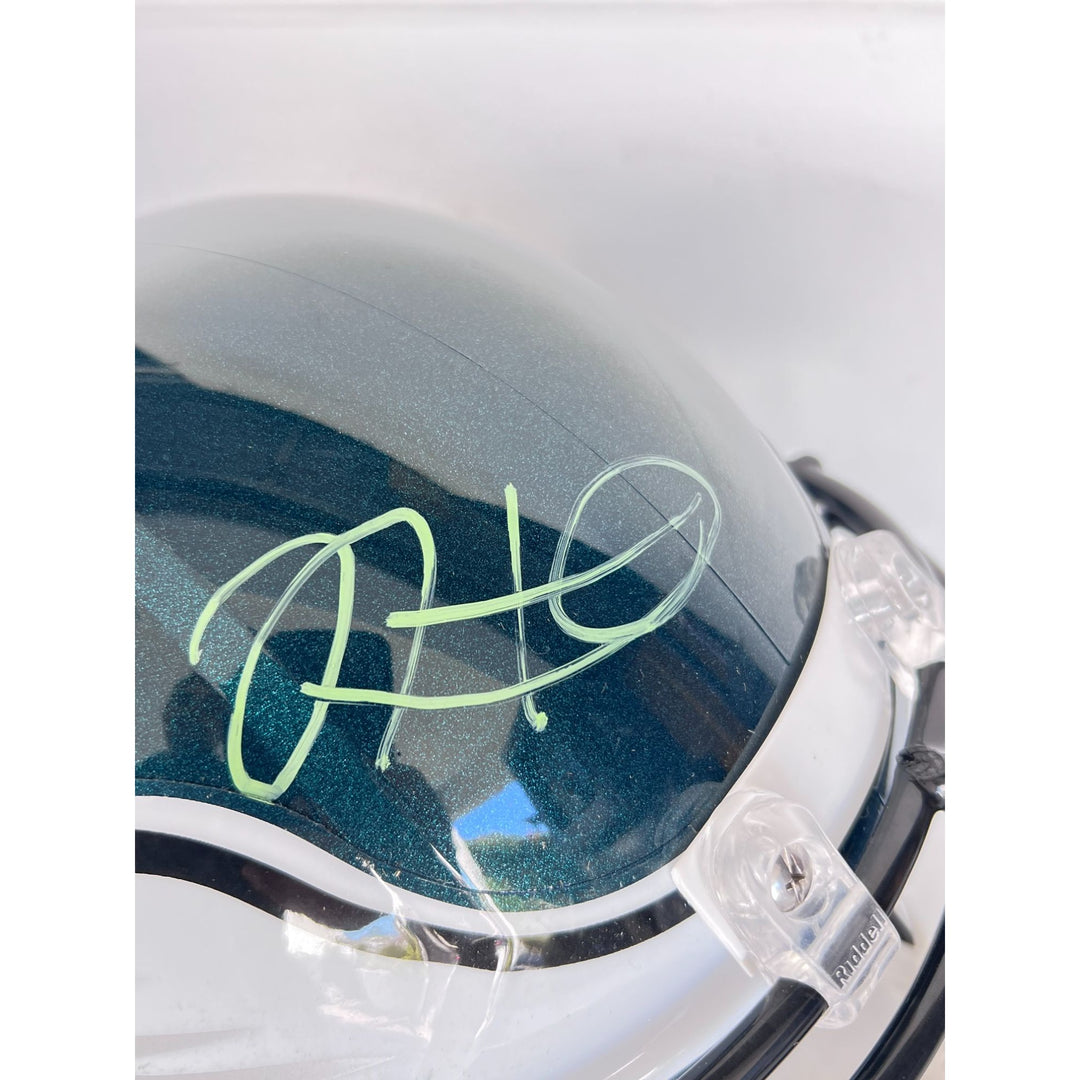 Saquon Barkley, Jalen Hurts Philadelphia Eagles Speed Riddell replica game model helmet signed with proof