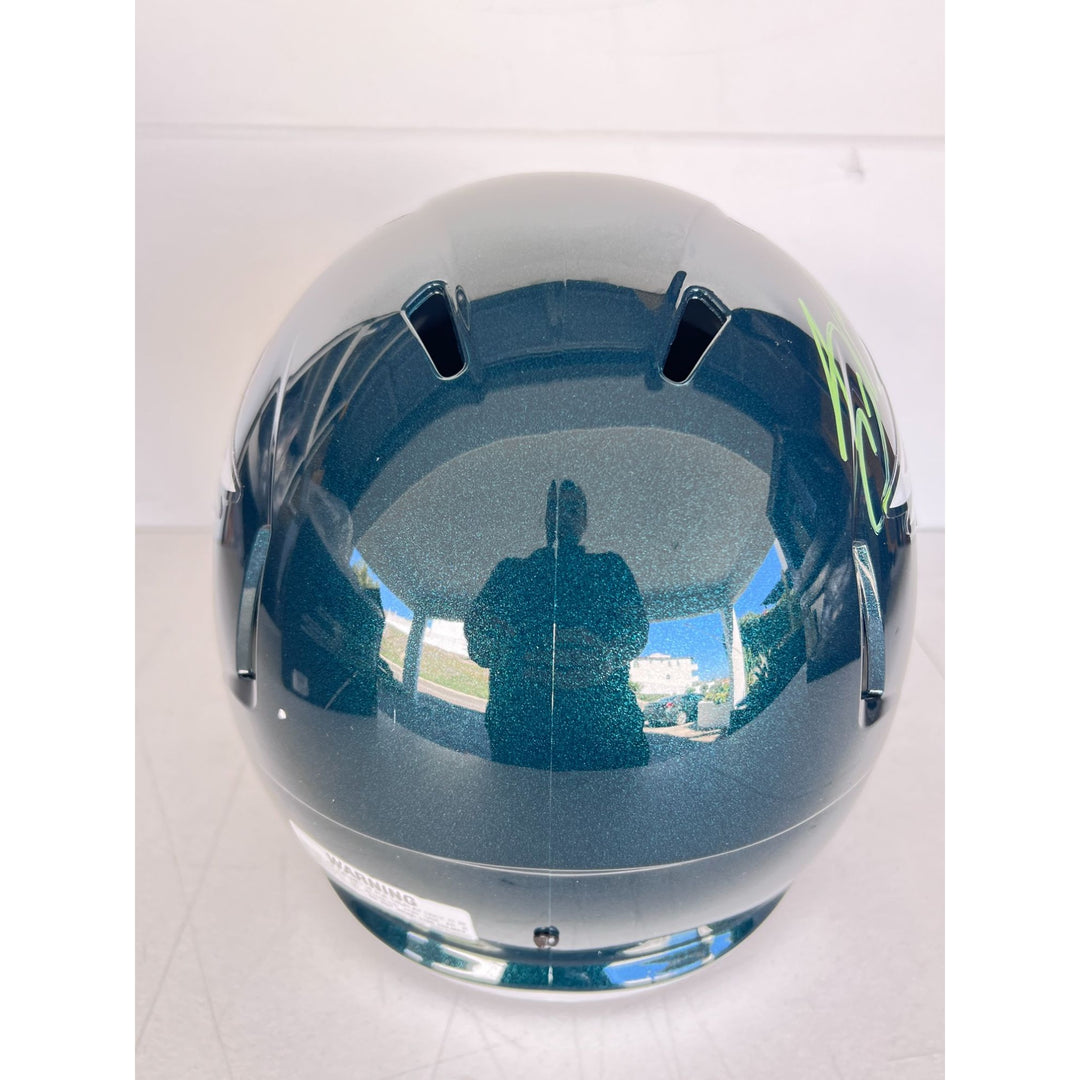 Saquon Barkley, Jalen Hurts Philadelphia Eagles Speed Riddell replica game model helmet signed with proof