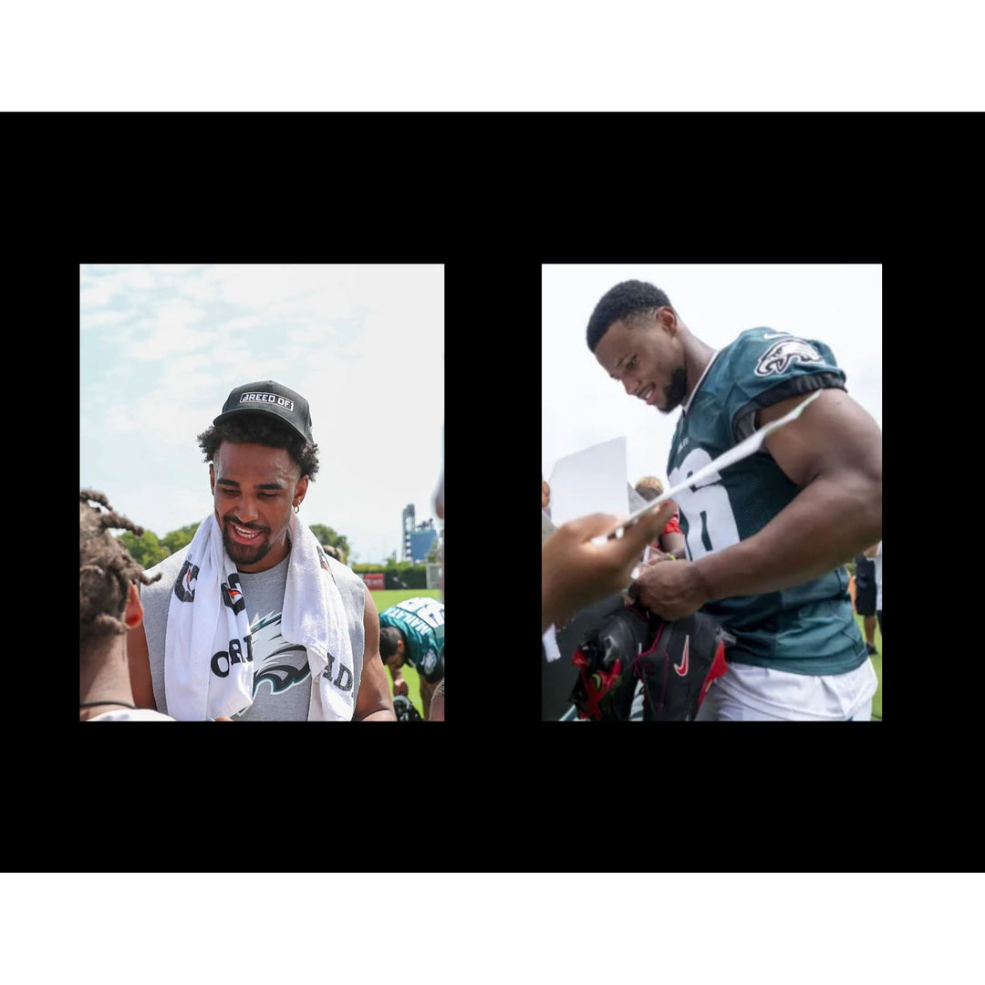 Saquon Barkley, Jalen Hurts Philadelphia Eagles Speed Riddell replica game model helmet signed with proof