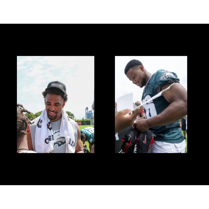 Saquon Barkley, Jalen Hurts Philadelphia Eagles Speed Riddell replica game model helmet signed with proof