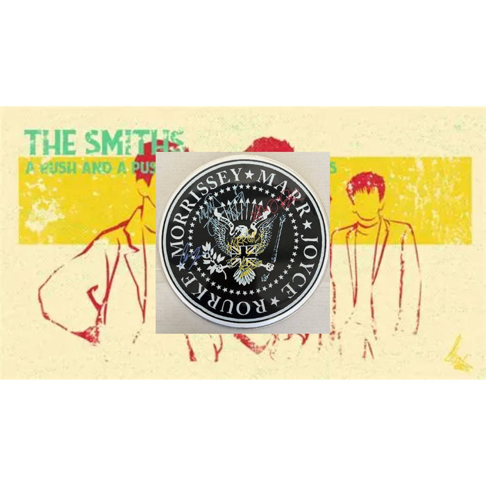 Morrissey, Johnny Marr, Andy Rourke, Mike Joyce, The Smiths Drumhead signed with proof