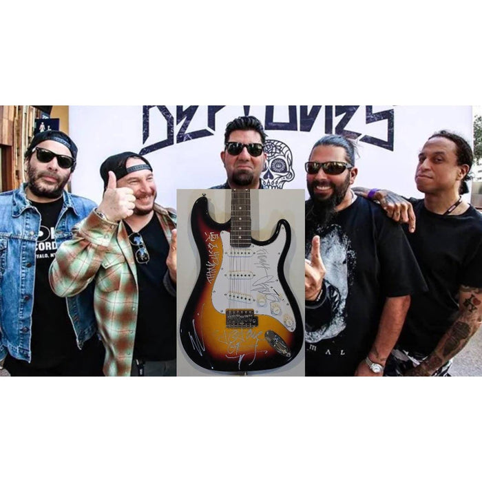 Deftones Chi Cheng Chino Moreno Stephen Carpenter Frank Delgado stratocaster electric guitar signed with proof