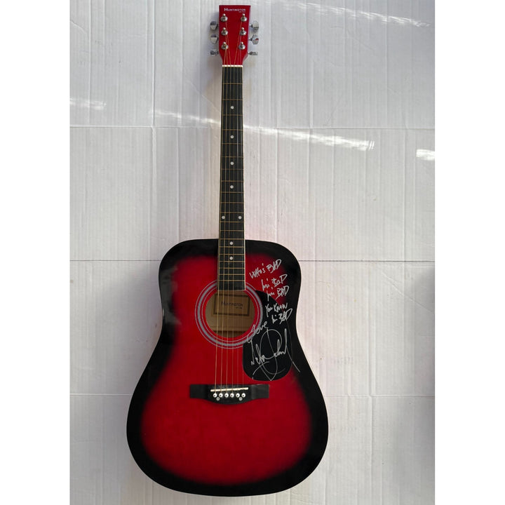 Michael Jackson "The King of Pop' one of a kind acoustic guitar signed with lyrics & proof.