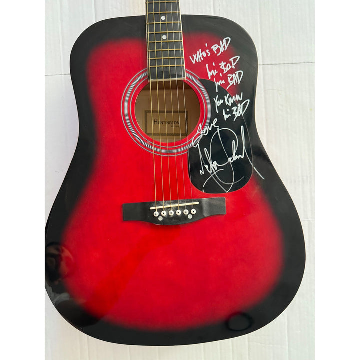 Michael Jackson "The King of Pop' one of a kind acoustic guitar signed with lyrics & proof.