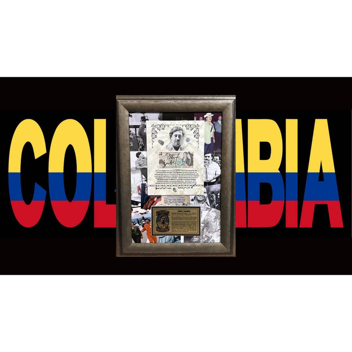 Pablo Escobar.  signed 1982 Columbian  peso Roberto Escobar personally witnessed with notary stamp and signature one of a kind.