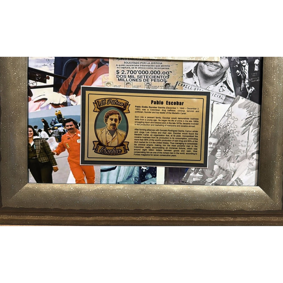 Pablo Escobar.  signed 1982 Columbian  peso Roberto Escobar personally witnessed with notary stamp and signature one of a kind.