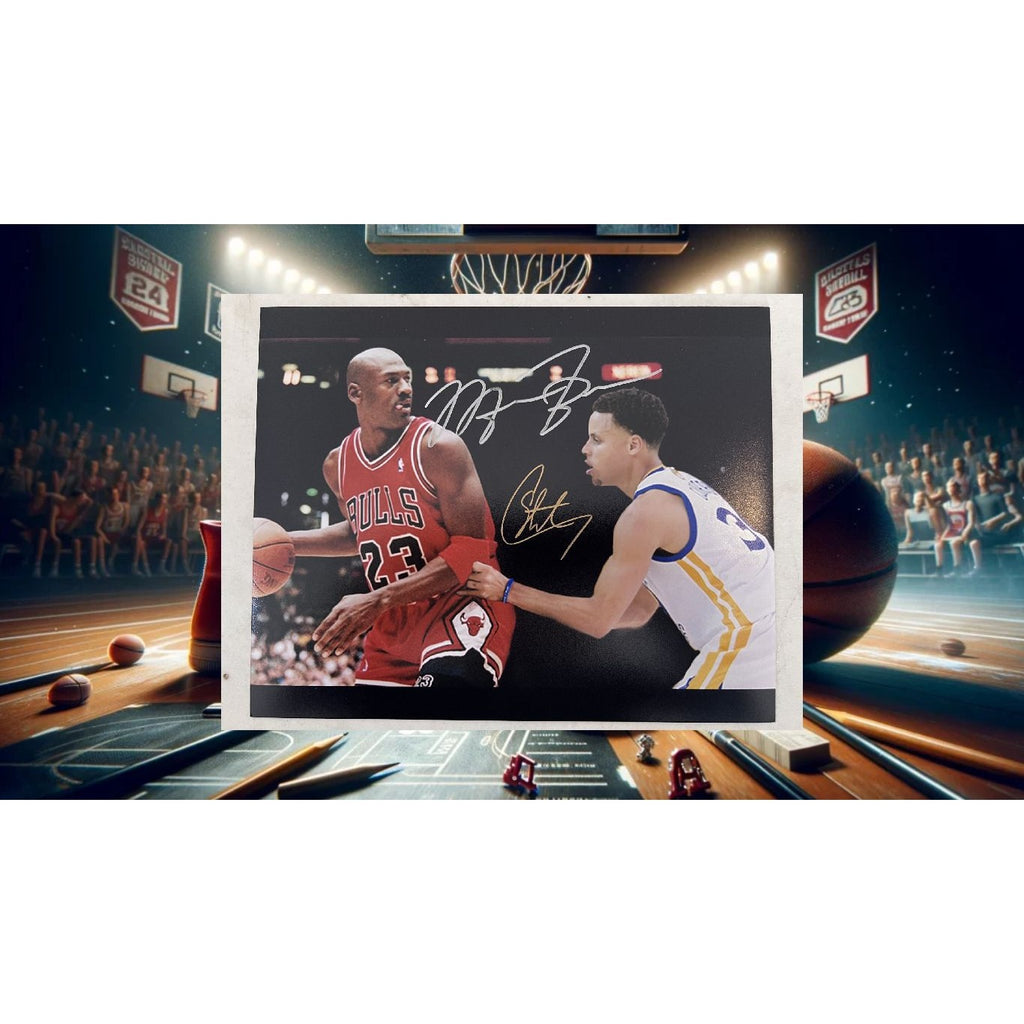 Michael Jordan and Steph Curry 8x10 photo signed with proof