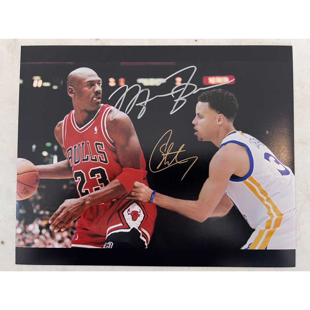 Michael Jordan and Steph Curry 8x10 photo signed with proof