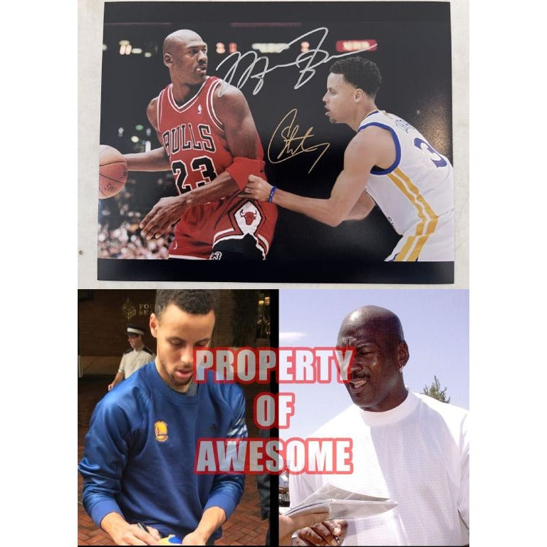 Michael Jordan and Steph Curry 8x10 photo signed with proof