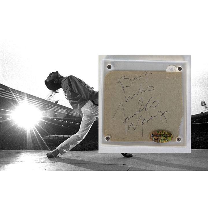 Freddie Mercury Queen Vintage autograph book page signed with proof