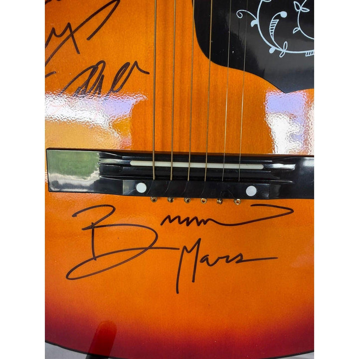 Bruno Mars and Lady Gaga vintage acoustic guitar signed with proof