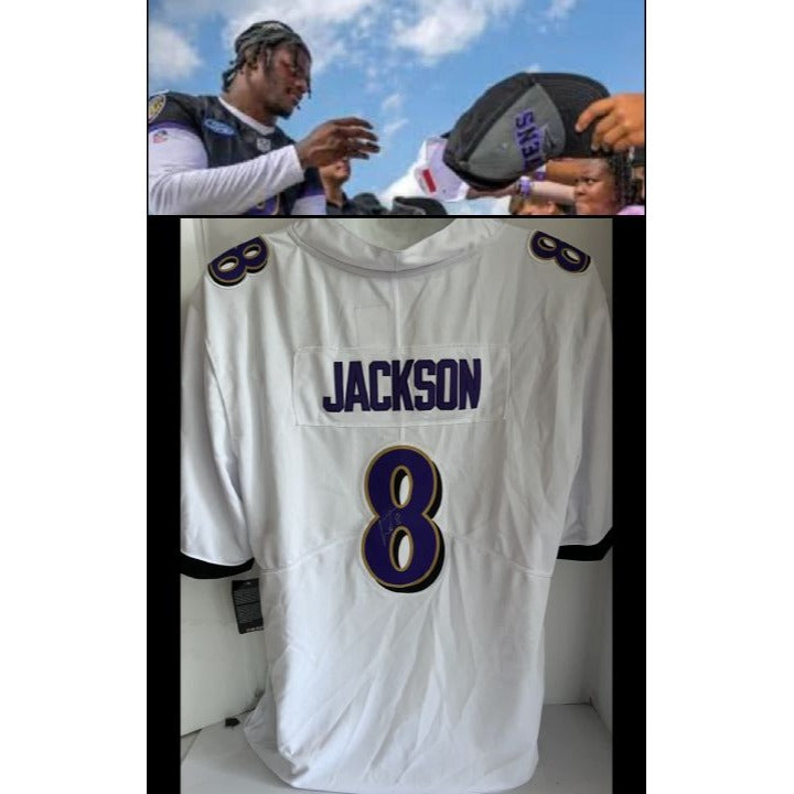 Lamar Jackson Baltimore Ravens Nike LG game model jersey signed with proof