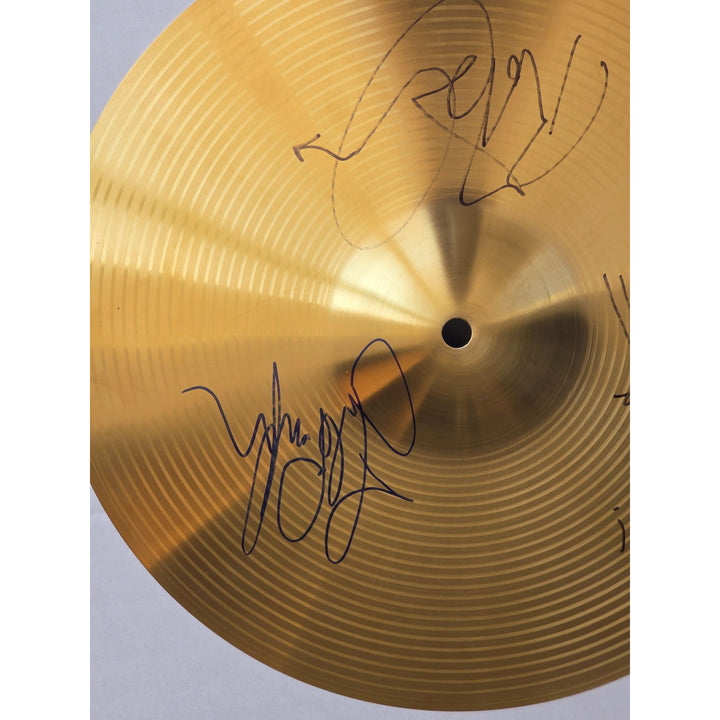Led Zeppelin Jimmy Page Robert Plant John Paul Jones 16 inch cymbal signed with proof.
