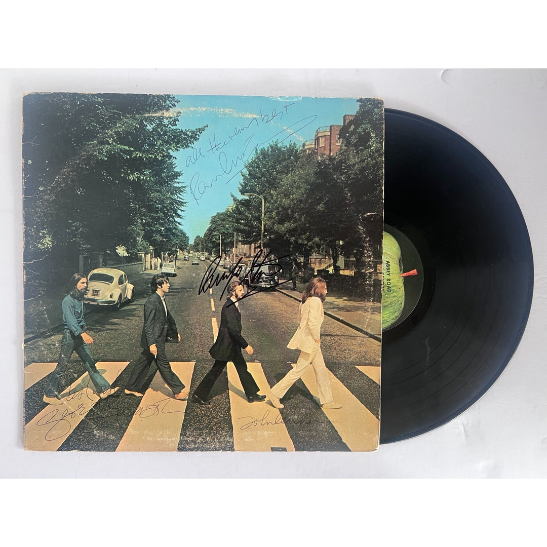 The Beatles Abbey Road Paul McCartney John Lennon George Harrison Ringo Starr signed with proof