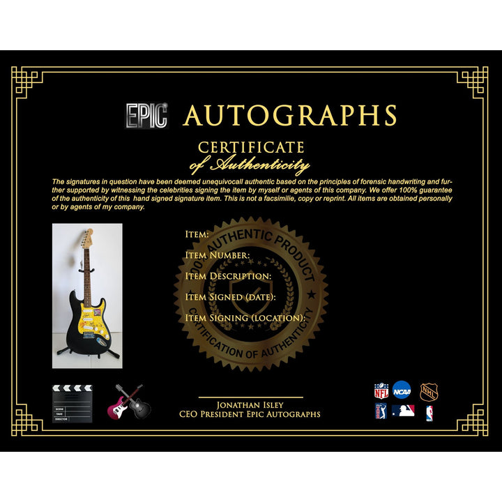 Eric Clapton, Ginger Baker, Jack Bruce, Cream, authentic Fender Stratocaster electric guitar signed with proof