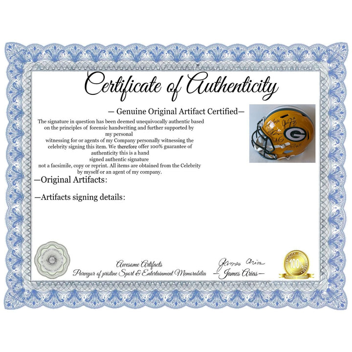 Green Bay Packers Jordan Love, Tucker Kraft, Micah Parsons, Josh Jacobs, Romeo Doubs, Riddell full size helmet signed with proof